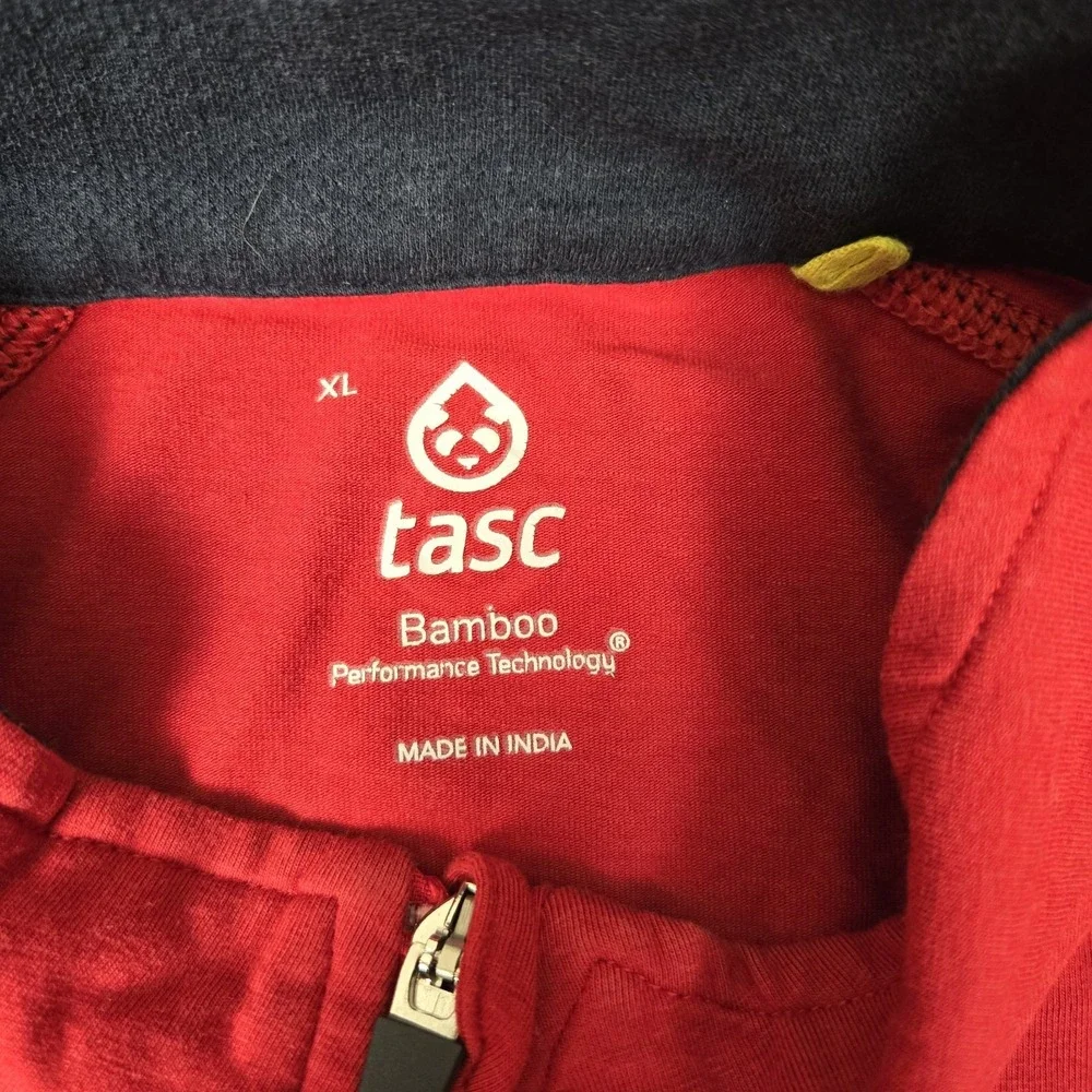 Tasc Performance 1/4 Zip‎ Pullover Mens XL Red Stretch Bamboo Cotton Blend Golf